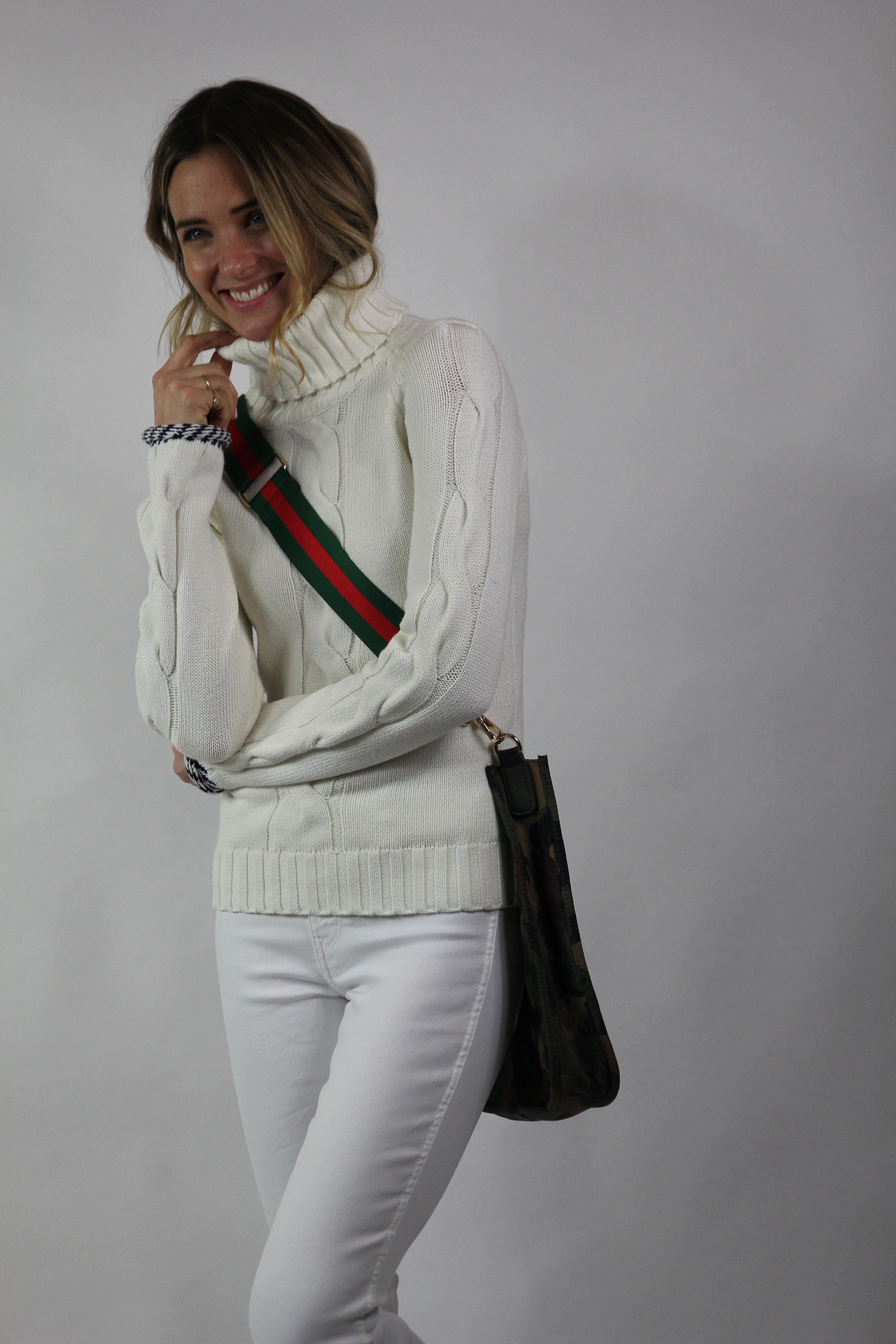 Cotton Cabled Turtle Neck Sweater